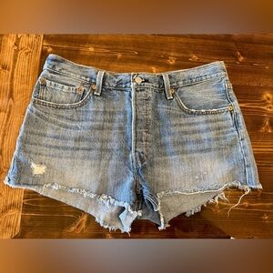 Vintage 90’s Levi's 501 Women’s Button Fly Hi WaistCut Off Denim Shorts Size 32‎